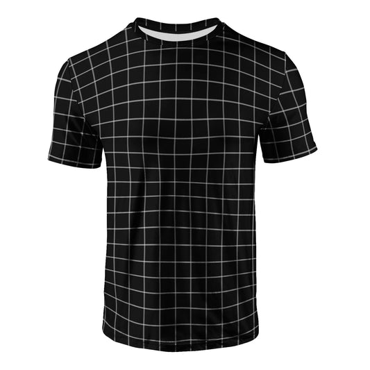 Men's Plaid Breathable Polyester T-Shirt with Custom 3D Logo