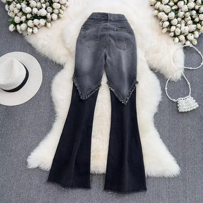 UNIKCOSA Velora Flared Jeans High Waist Slim Fit Denim 💫