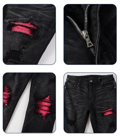 UNIKCOSA Velora Mens Skinny Denim Jeans Patchwork 💫