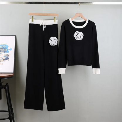 UNIKCOSA Women’s Knitted Sweater Set – High-End Two-Piece Outfit with Wide-Leg Pants (Autumn 2025 Edition)