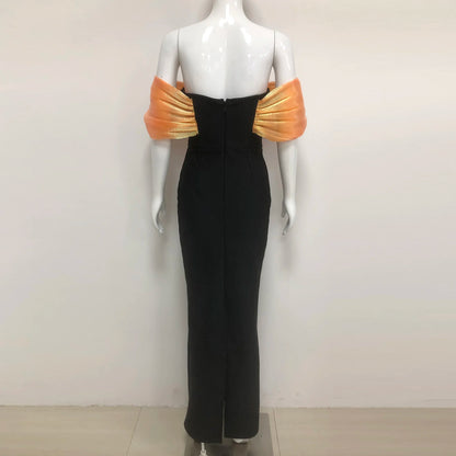 UNIKCOSA LuxeEase Evening Gown Beaded Maxi Dress Black 💫