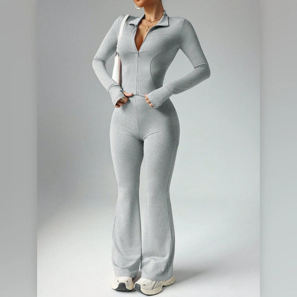 Quick-Dry Yoga Set for Women Slim-Fit Fitness Wear Long Sleeve Top & Pants