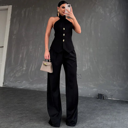 UNIKCOSA’s 2025 European Chic Suit — Blazer Vest + Wide-Leg Trousers Set