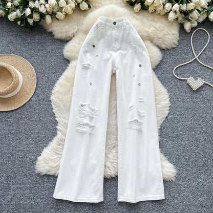 Autumn Casual Long Jeans Women Print High Waist Denim Pants Girls Outdoor Pants Wholesale
