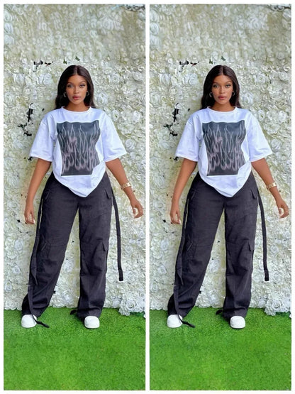 UNIKCOSA Women’s Loose-Fit T-Shirt & Pants Set – Casual Two-Piece Outfit (Luxury Comfort Edition 2025)