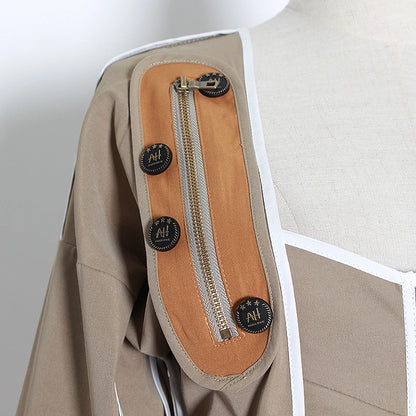 UNIKCOSA LuxeEase Patchwork Jacket Lantern Sleeve Lace Up 🌸