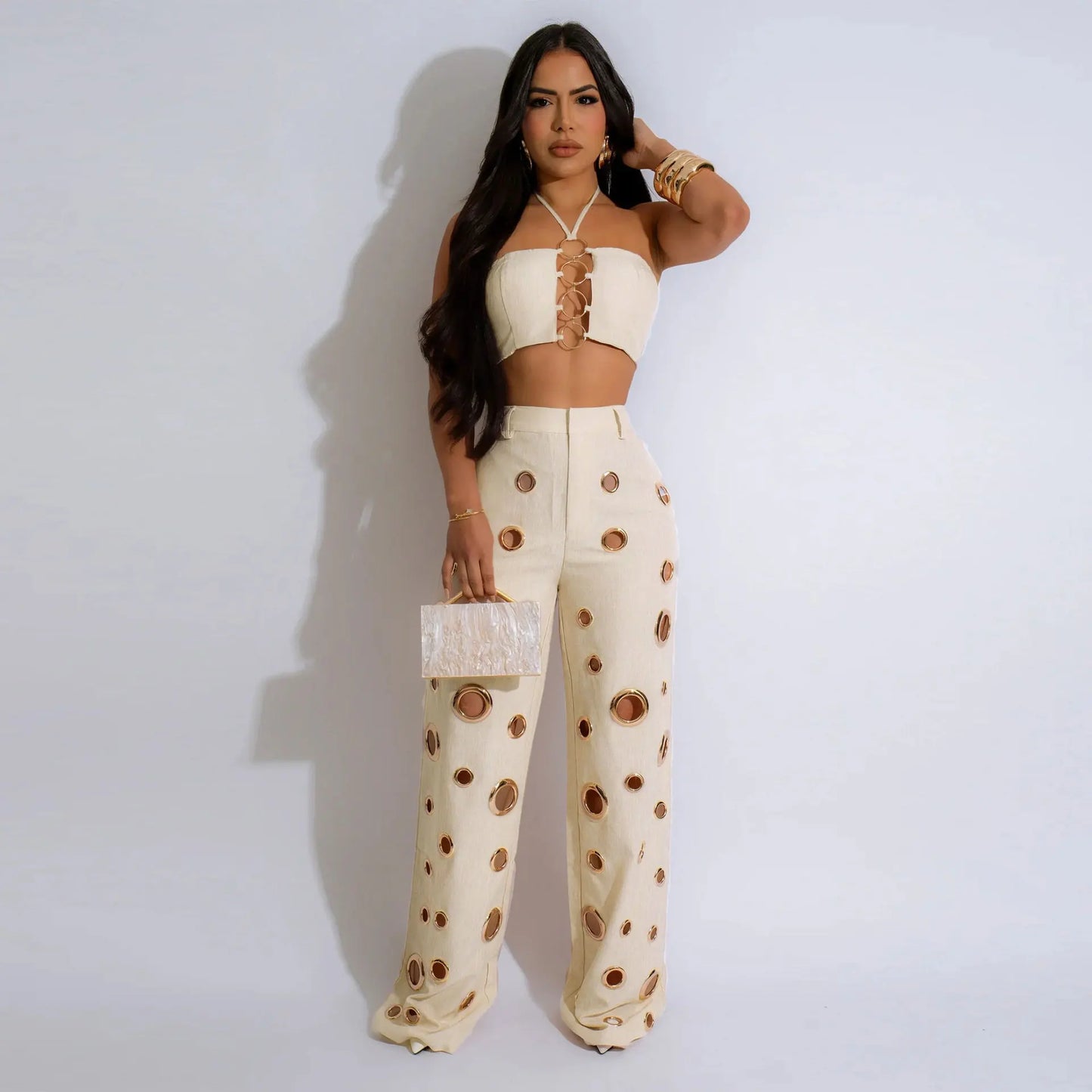 UNIKCOSA Women’s Leopard Print 2-Piece Set – Halter Hollow Tank Top & Ring Detail Knee Shorts (Streetwear Chic 2025 Edition)