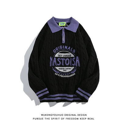 UNIKCOSA UrbanSoul Oversized Polo Sweatshirt Casual 💫