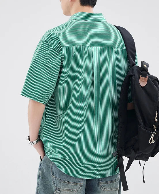 Vintage Striped Summer Vacation Shirt for Men 100% Cotton