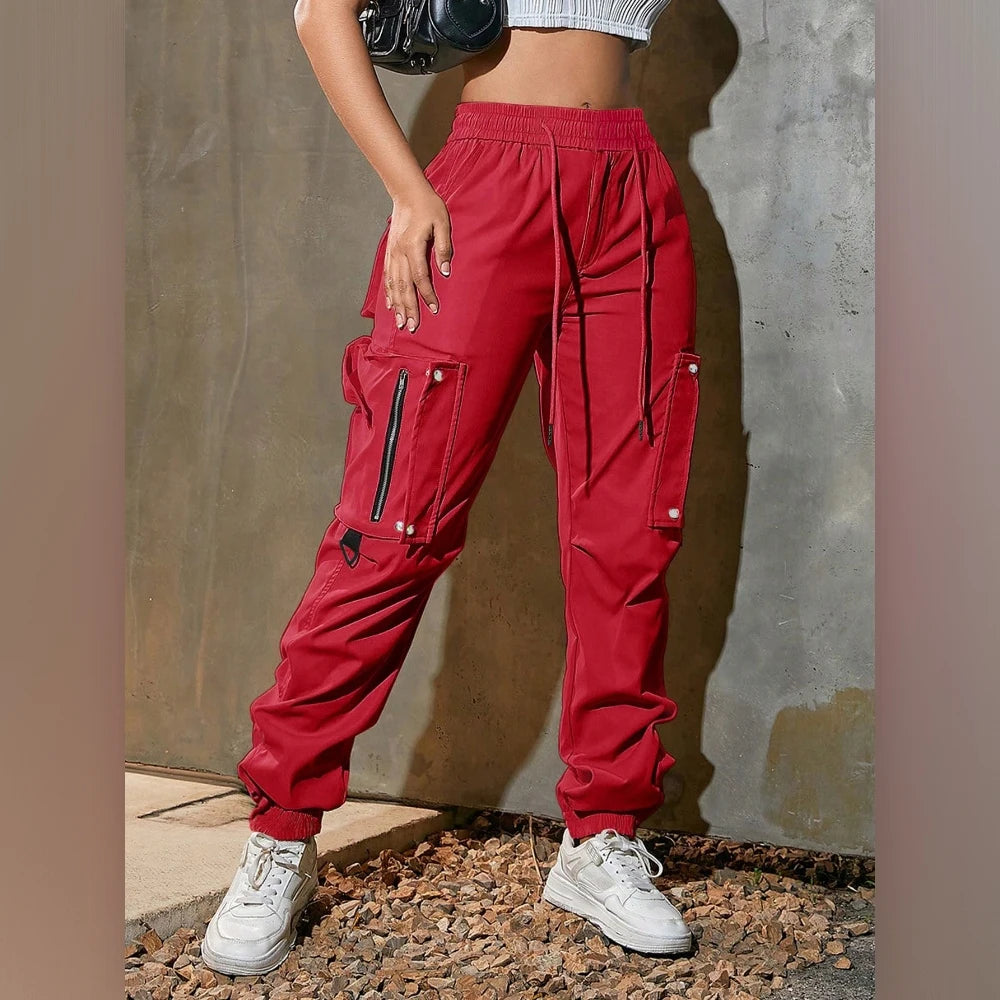 Women's Drawstring Cargo Athletic Pants with Pockets Loose Fit