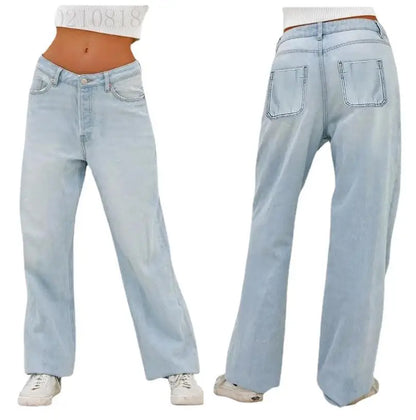 UNIKCOSA Women’s Washed Wide-Leg Jeans – High-Waist Baggy Denim Pants (Autumn/Winter Edition)