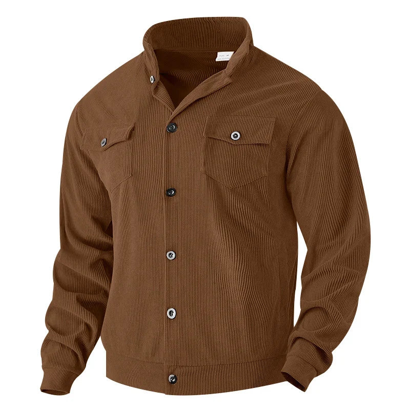 UNIKCOSA Men’s Corduroy Overshirt – Heavyweight Long Sleeve Button-Up with Dual Chest Pockets