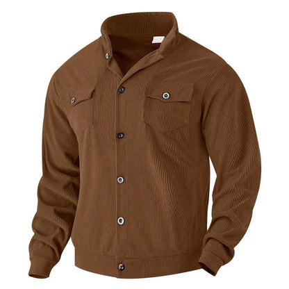 UNIKCOSA Men’s Corduroy Overshirt – Heavyweight Long Sleeve Button-Up with Dual Chest Pockets