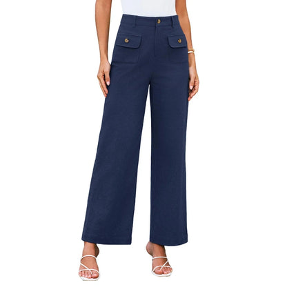 Women's High Waist Wide Leg Business Casual Pants with Pockets