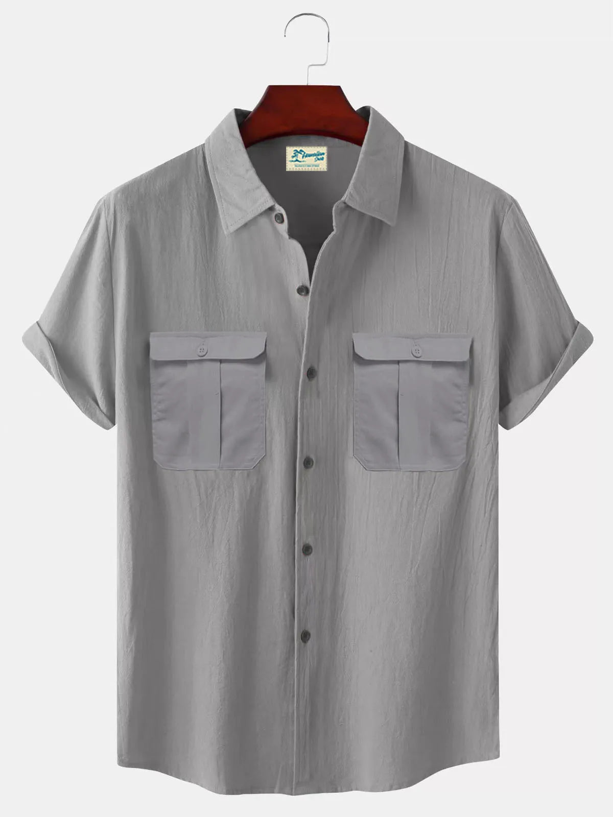 Men's Summer Cotton Short Sleeve Stand Collar Shirt – Casual Solid Color