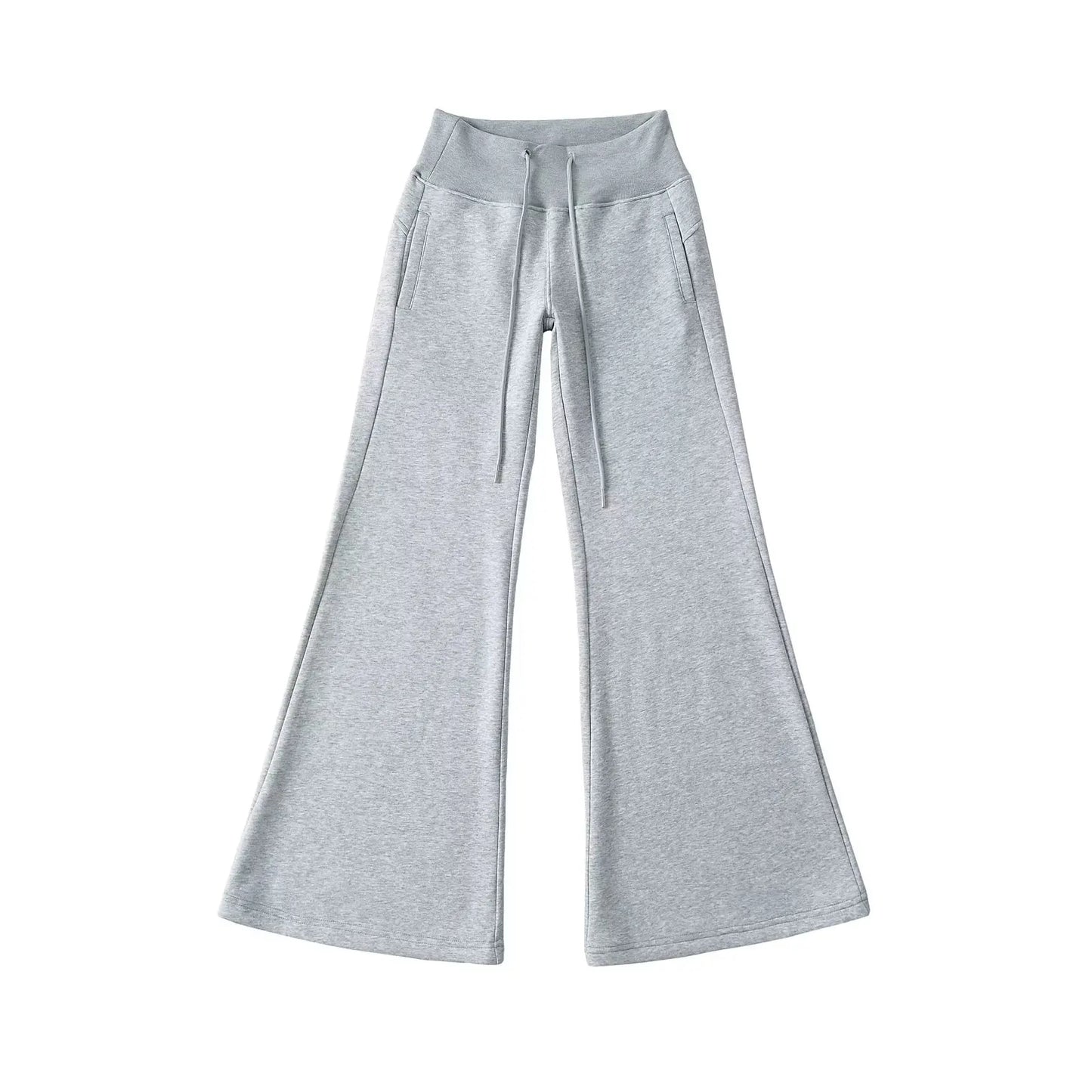 Classic Breathable Pure Color Women's Wide Leg Elastic Waist Trousers