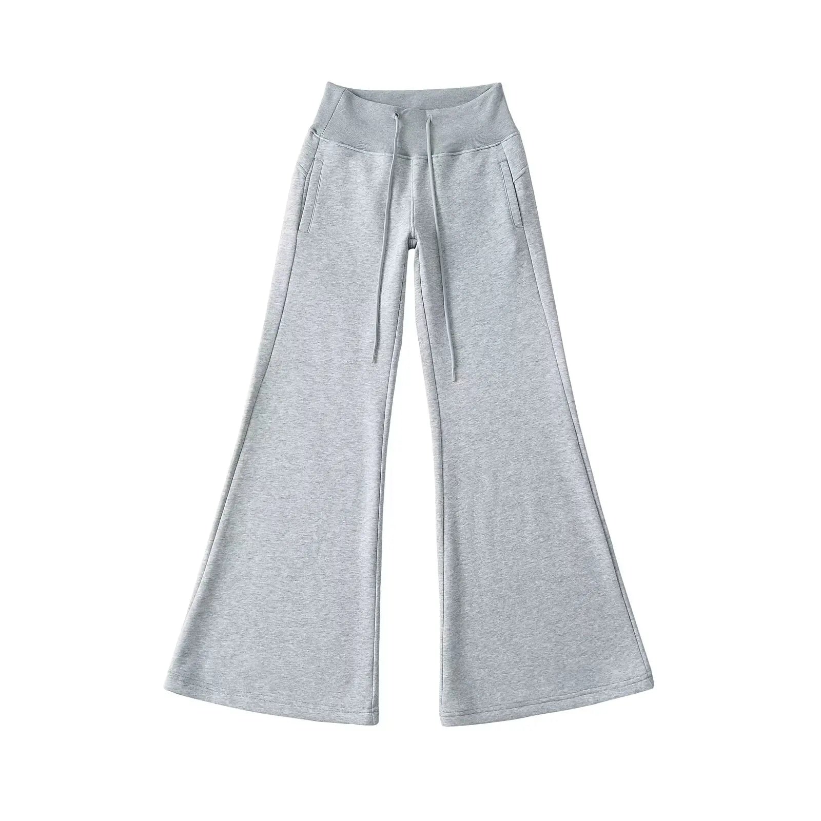 Classic Breathable Pure Color Women's Wide Leg Elastic Waist Trousers