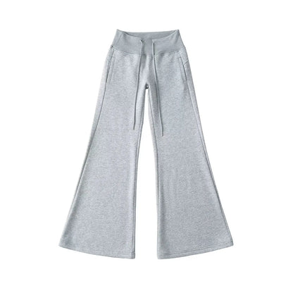 Classic Breathable Pure Color Women's Wide Leg Elastic Waist Trousers