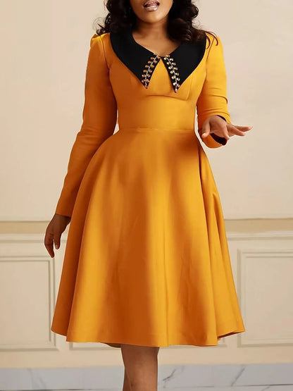 UNIKCOSA 2024 Elegant Plus-Size Dress — Long-Sleeve Cotton Maxi