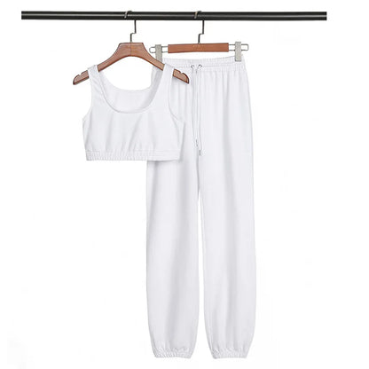 UNIKCOSA Women’s Jogger Set – Crop Top & Pants 2-Piece Workout Outfit (High-Quality Activewear Edition)