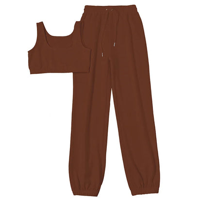 UNIKCOSA Women’s Jogger Set – Crop Top & Pants 2-Piece Workout Outfit (High-Quality Activewear Edition)
