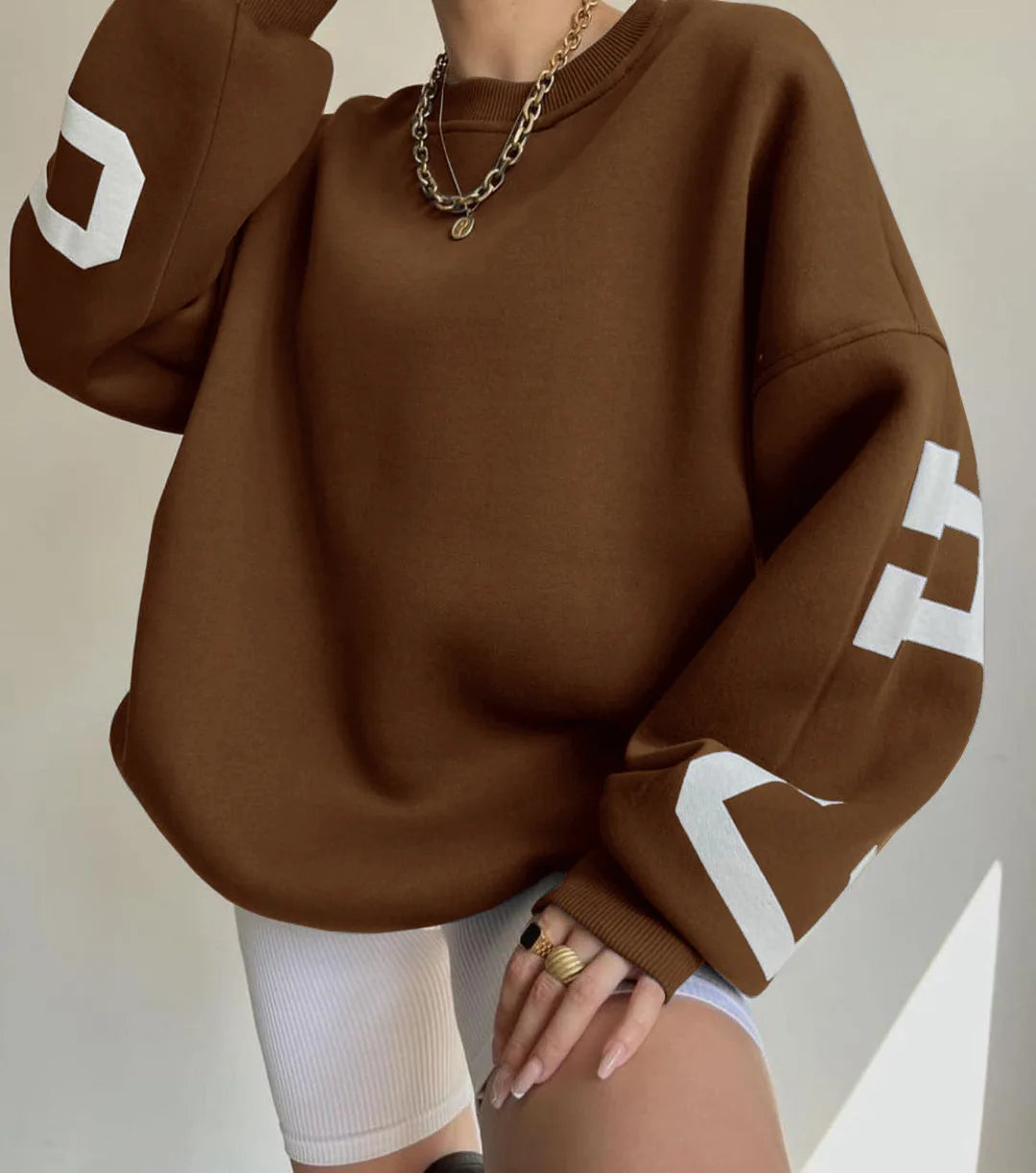 UNIKCOSA Women’s Oversized Hoodie & Sweatpants Set – Cotton Pullover Crop Top Hoodie & Crew Neck Sweatshirt (Screen Print Edition)