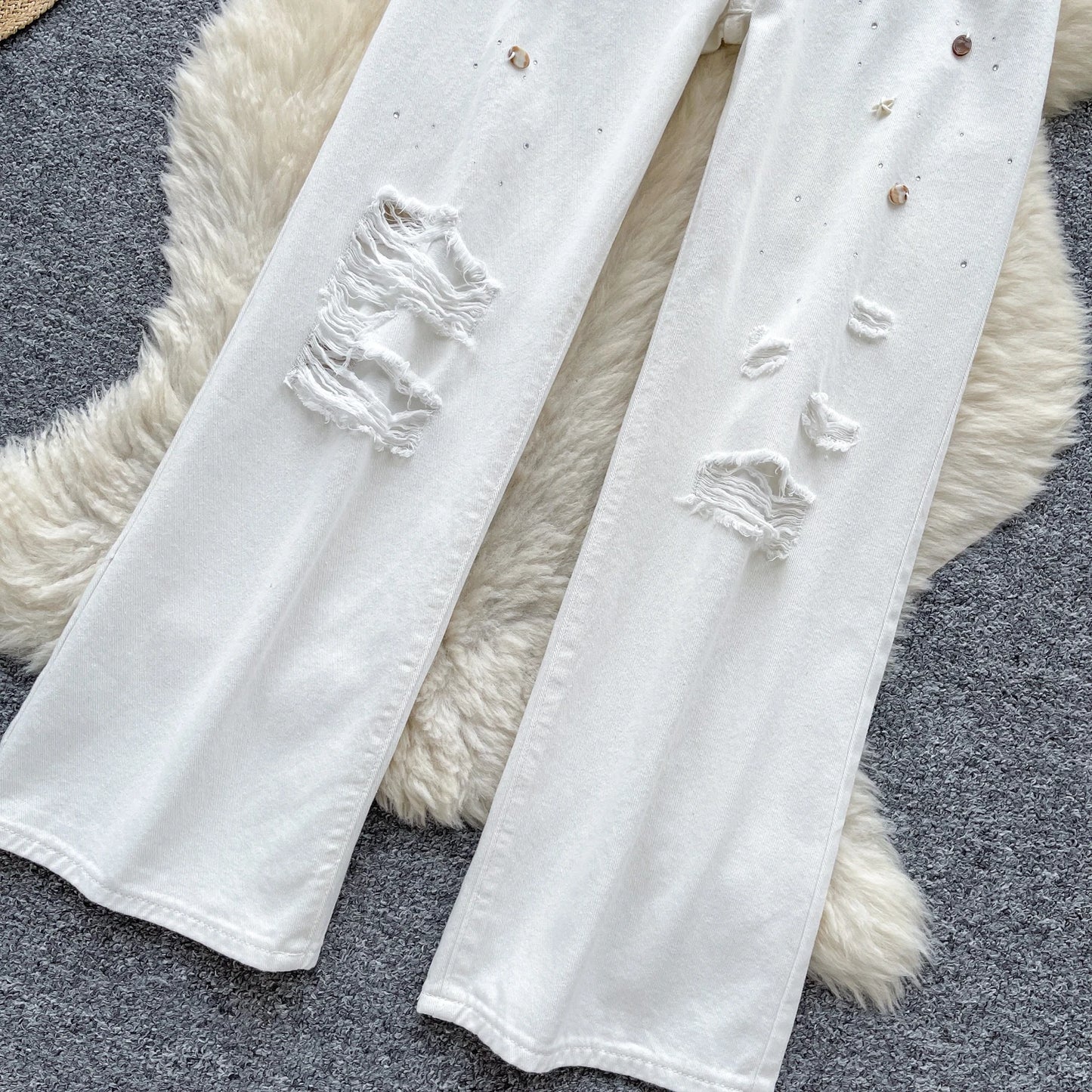 Autumn Casual Long Jeans Women Print High Waist Denim Pants Girls Outdoor Pants Wholesale