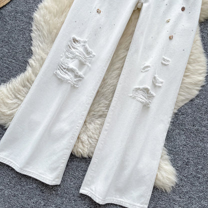 Autumn Casual Long Jeans Women Print High Waist Denim Pants Girls Outdoor Pants Wholesale
