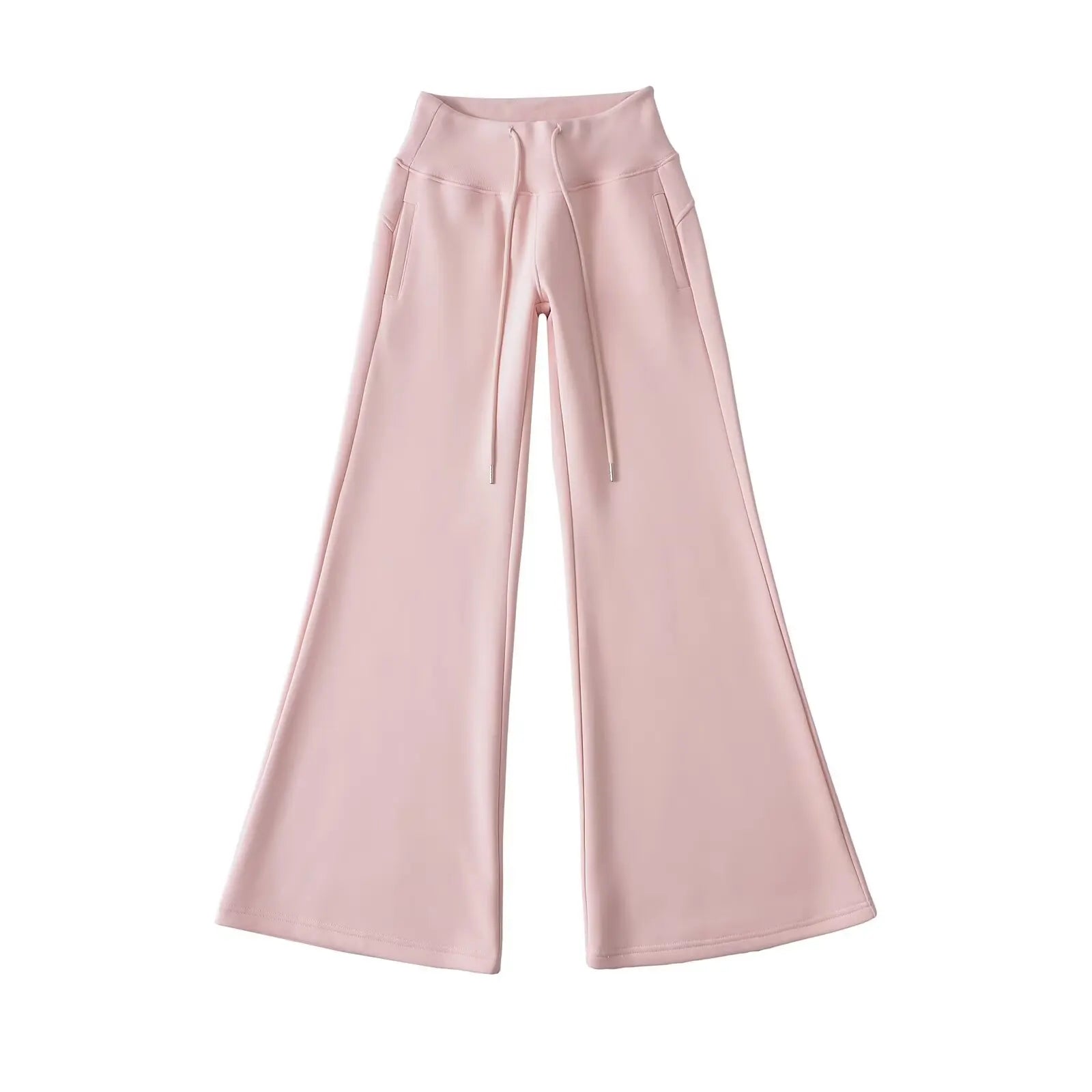 Classic Breathable Pure Color Women's Wide Leg Elastic Waist Trousers