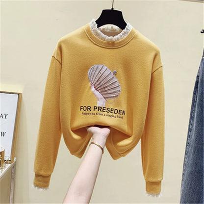 UNIKCOSA Velora Printed Hoodie Loose Long Sleeve O Neck 💫