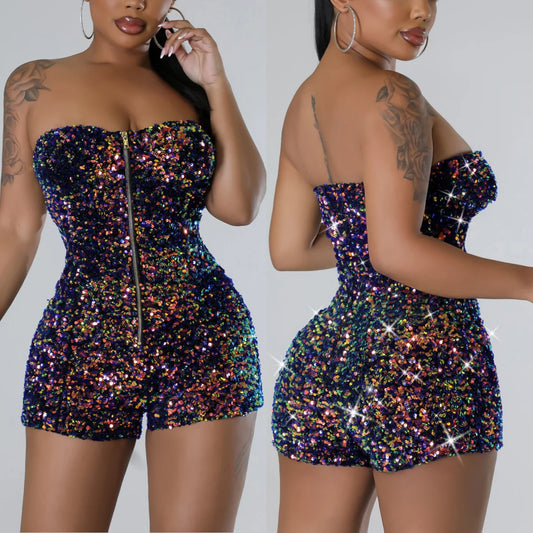 UNIKCOSA LuxeEase Sequin Party Playsuit Nightclub Edition 💫