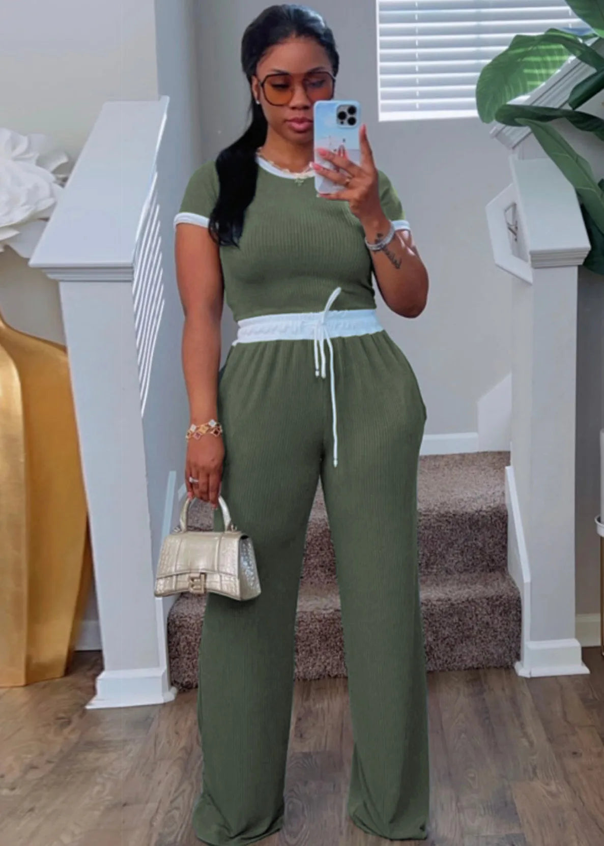 UNIKCOSA UrbanSoul Two-Piece Set Ribbed Top And Pants 💫