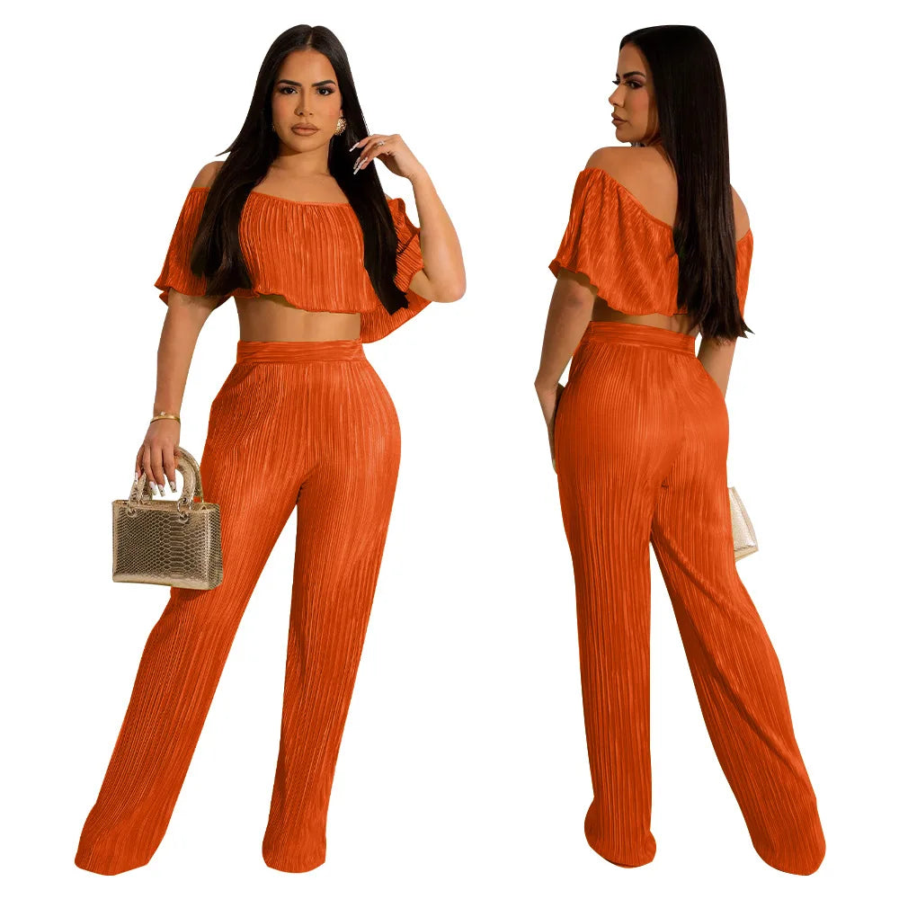 UNIKCOSA Velora Two-Piece Set Ruffle Off Shoulder Top 💫