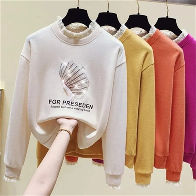 UNIKCOSA Velora Printed Hoodie Loose Long Sleeve O Neck 💫