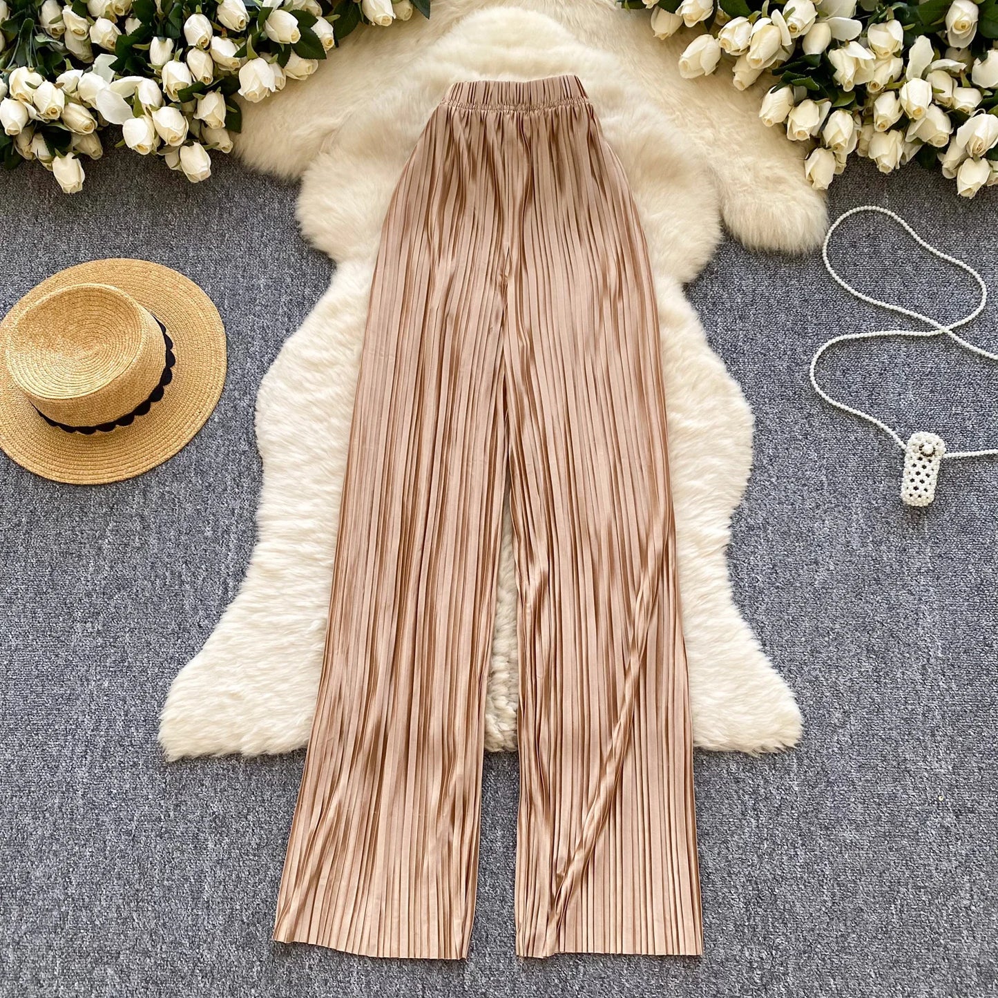 2025 Summer Casual Wide Leg Pants Women Print High Waist Trousers Girls Outdoor Pants Wholesale