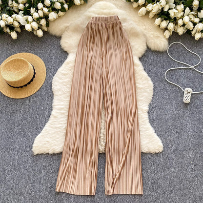 2025 Summer Casual Wide Leg Pants Women Print High Waist Trousers Girls Outdoor Pants Wholesale