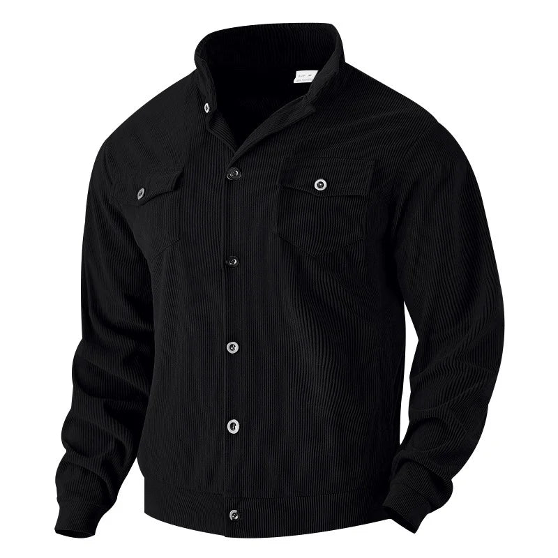 UNIKCOSA Men’s Corduroy Overshirt – Heavyweight Long Sleeve Button-Up with Dual Chest Pockets