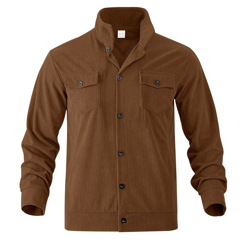 UNIKCOSA Men’s Corduroy Fleece Shirt – Full Button Long Sleeve Streetwear Overshirt (280 GSM Autumn/Winter Edition, S–3XL)