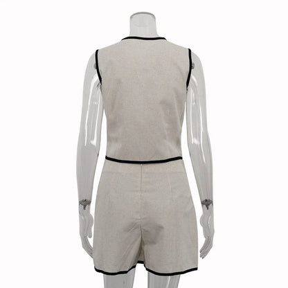 UNIKCOSA Women’s Khaki Skort Set – Cotton Vest Top & Divided Skirt Shorts (Summer 2025 Office Casual 2-Piece Outfit)