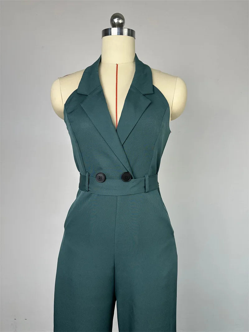 UNIKCOSA LuxeEase Summer Jumpsuit Halter Backless Pockets 💫