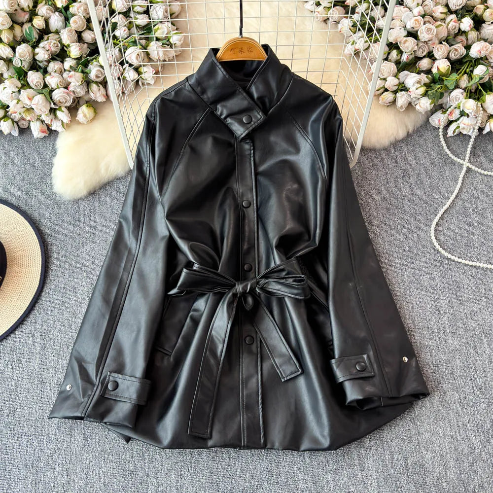 UNIKCOSA Women’s Autumn Trench Coat – 2025 Standing Collar Mid-to-Long Elegant Outerwear (Boutique Edition)