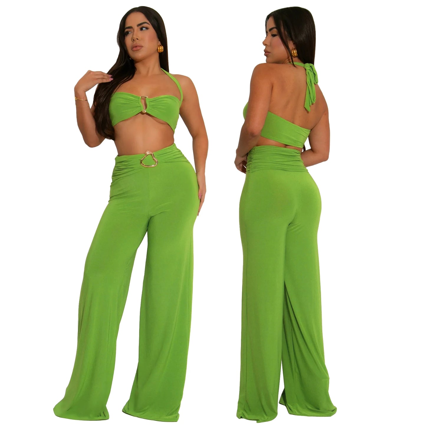 UNIKCOSA Women’s Knit Halter Top & Skirt Set – Solid Collarless Two-Piece Summer Outfit (2025 Casual Chic Edition)