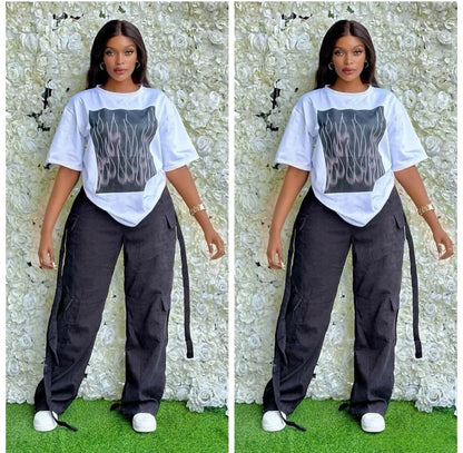 UNIKCOSA Women’s Loose-Fit T-Shirt & Pants Set – Casual Two-Piece Outfit (Luxury Comfort Edition 2025)