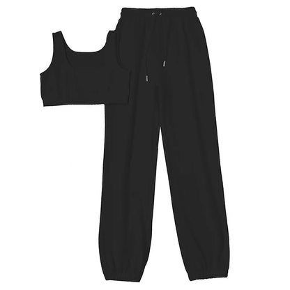 UNIKCOSA Women’s Jogger Set – Crop Top & Pants 2-Piece Workout Outfit (High-Quality Activewear Edition)