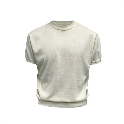 Custom Short Sleeve Men's Breathable Knit Tee Cropped Blank Print