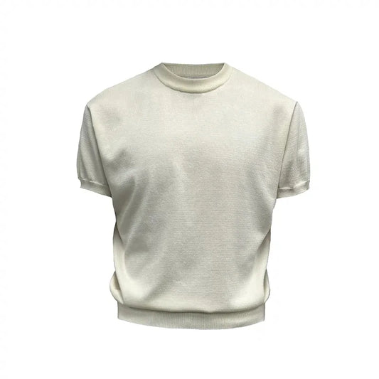 Custom Short Sleeve Men's Breathable Knit Tee Cropped Blank Print