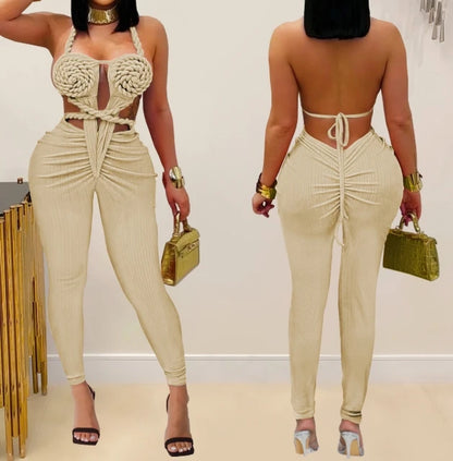 GX7489 Fashion 2025 Clothing Vendor Sexy Halter Sleeveless Jumpsuit