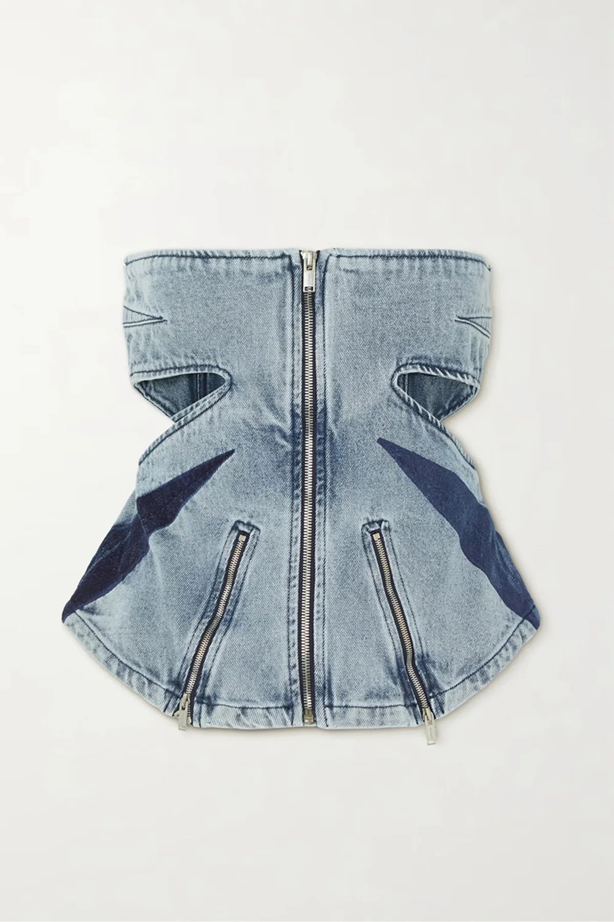 UNIKCOSA Women’s Denim Two-Piece Set – Color Block Zipper Tube Top & Flare Jeans (Casual Sexy Edition)