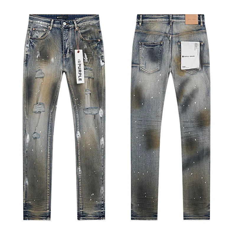 Designer Ripped Vintage Slim Blue Denim Jeans for Men