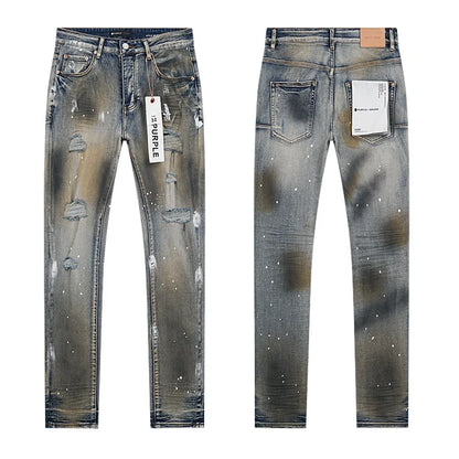 Designer Ripped Vintage Slim Blue Denim Jeans for Men